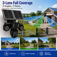 Sistema de Seguridad Solar 4G WiFi CONDA con Triple Lente y Seguimiento, Cámara PTZ IP66 con Visión Nocturna y Almacenamiento en la Nube, Iluminación 24/7, AOV