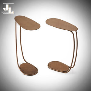 Juego de Mesa Auxiliar Pequeña y Sofá Dorado para Sala de Estar de Estilo Moderno, Muebles de Mesa Esquinera en Forma de C con Marco Metálico para Hotel y <span class=keywords><strong>Restaurante</strong></span> - Product Image 3