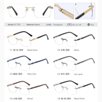 MS 91733 2025 Nuevas Gafas para Hombre, Montura Óptica de Metal sin Aro, Diseño Moderno, Lentes sin Marco con Logotipo Personalizado