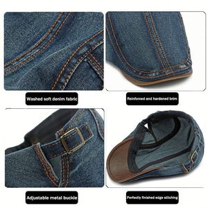 Retro Trendy Youth Washed <b>Beret</b> Korean Denim 100% Cotton All Season Universal Male and Female Custom - Product Image 2