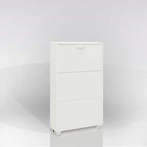 Scarpiera con 3 ante a ribalta, modello Quadrante, 70x18 cm H.118, bianco fiammato - Product Image 1