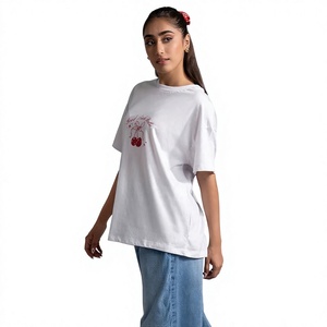 T-shirt en coton ample pour femme, imprimé cerises, col rond, style décontracté printemps-été, Good Luck Babe - Product Image 3
