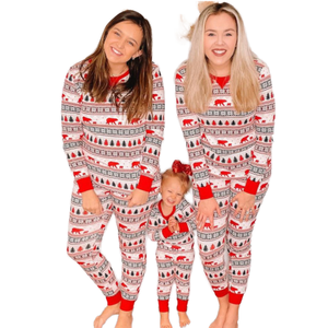 Pijamas de Natal Elegantes e Casuais para o Inverno 2025, Conjuntos em Algodão Respirável com Cintura Elástica para Mulheres - Product Image 1