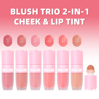 2025 Hot-Selling 6 couleurs Blush crème imperméable longue durée avec tête d'éponge rose fleur joue et teinte pour les lèvres