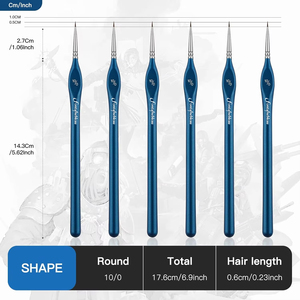 Nuovi 6 pezzi 10/0 triangolo in miniatura <span class=keywords><strong>pennelli</strong></span> <span class=keywords><strong>per</strong></span> pittura acrilica <span class=keywords><strong>pennelli</strong></span> <span class=keywords><strong>per</strong></span> pittura ad olio - Product Image 2