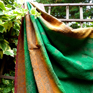 Balajee Handmade Twin Lightweight 100% Cotton Kantha <b>Throw</b> Indian Reversible <b>Quilt</b> Decorative Bedding Embroidered Woven Travel - Product Image 1