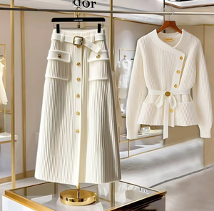 <span class=keywords><strong>Jupe</strong></span> longue en tricot noire, style décontracté, taille haute, coupe trapèze, haut de gamme, élégante, unique et superbe - Product Image 1