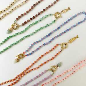 Kalung Choker manik-manik Semi berharga batu alam, multiwarna buatan tangan kalung mewah liontin batu ikan perhiasan tanpa noda - Product Image 1