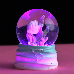 Boule de cristal créative en résine, <span class=keywords><strong>monde</strong></span> sous-marin lumineux, petits poissons et coquillages, cadeau pour enfants, petite veilleuse de dessin animé - Product Image 2