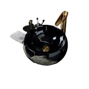 <span class=keywords><strong>Lavabo</strong></span> de Cerámica Negra de Diseño Contemporáneo, Ecológico, Resistente al Agua, Precio Económico, para Baño, 1 Año de Garantía - Product Image 1