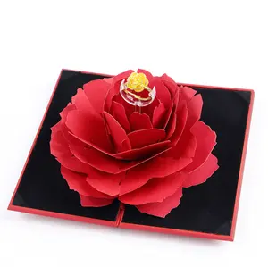 새로운 스타일 도매 멋진 접이식 장미 꽃 보석 반지 상자 선물 웨딩