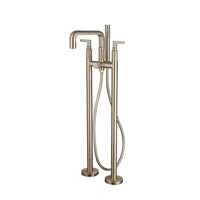 Robinet de baignoire autoportant de luxe HONGDEC à 2 poignées avec tuyau coudé, robinet de baignoire à poser au sol pour salle de bain