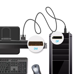 OEM 1080P 60Hz DP <span class=keywords><strong>a</strong></span> <span class=keywords><strong>DVI</strong></span> 24 + 1 convertidor macho <span class=keywords><strong>a</strong></span> macho Cable adaptador de 1,8 M para proyector de monitor de pantalla - Product Image 3