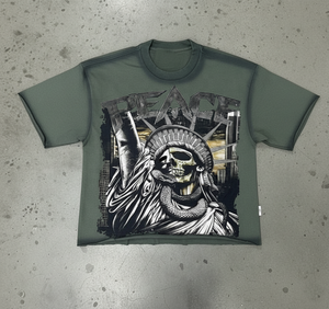 Custom Dtg stampa grafica abitudini lettere Homme strass squadrato Cropped orli in rilievo Design Teeshirt Homme t-shirt da uomo - Product Image 4