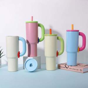 Mango de vaso de acero inoxidable de 40Oz, tapa sin BPA, cubierta de paja, 304, Material americano para bebidas frías y calientes, viaje, novedad - Product Image 2