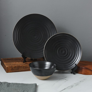 Brown Blue Gradient Reactive Glaze Eco Friendly Bone China Dinnerware <b>Set</b> Kiln-Change Glaze Plates Bowls for Home Wholesale - Product Image 1