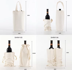 Pack World Custom <b>Tote</b> <b>Mini</b> Canvas Wine <b>Bag</b> with Zipper Closure Shoulder Strap Rope Handle Pattern Logo for Gift Packaging - Product Image 3