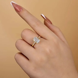 New Arrival 925 Moissanite <b>Cushion</b> Cut 4.5Carat 9*11mm Women's Classic Engagement Travel <b>Ring</b> Sterling Silver Yellow Gold Plated - Product Image 2