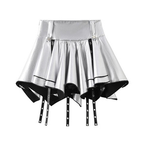 Completo da Donna per Danza Jazz e Street Dance: Felpa Corta a Maniche Lunghe in Cotone Argento e Gonna a Vita Alta - Product Image 5