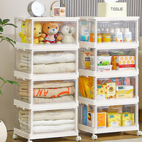 Lot de 3 bacs de rangement empilables transparents de qualité alimentaire avec couvercles, conteneurs en plastique pliables, boîtes pliables, capacité 40-50L, design moderne
