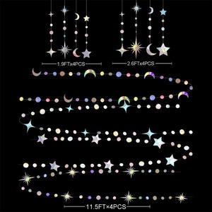 DAMAI Star e luna Kit di decorazione per feste Laser appeso a mezzaluna e luccichio piccola stella per <span class=keywords><strong>la</strong></span> decorazione Ramadan EID Mubarak - Product Image 4