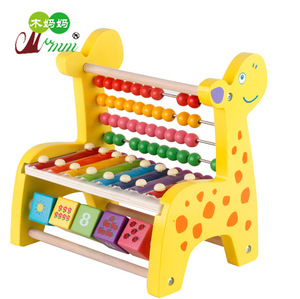 Juguetes Educativos de madera para niños, marco de cálculo de Piano para golpear con cuentas redondas de ciervo, juguetes de aprendizaje de matemáticas - Product Image 2