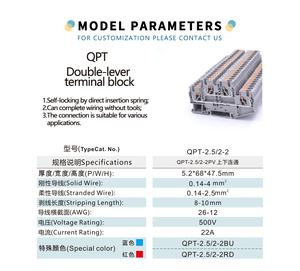 Borne de connexion industrielle électrique à double couche QPT2.5/2-2 de haute qualité pour rail DIN - Product Image 3