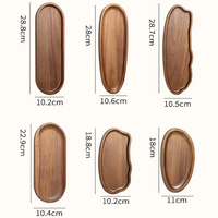 Plateau en bois d'acacia rond, ovale, en forme de feuille, poli, pour le thé, le café, les gâteaux, les steaks, le petit-déjeuner, les réunions de famille, la maison, la cuisine