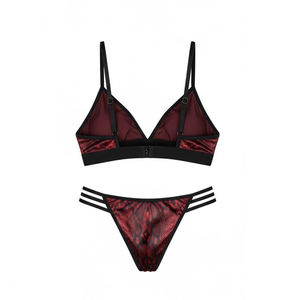 Damen-Dessous Transparentes Netz Clubwear Unterwäsche Bralette-Set mit Seitenstreifen-Tanga Fabrik-Großhandel - Product Image 2