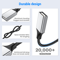 Adaptador OTG 3 en 1, Cable de Extensión de Alimentación USB 2.0 Dual para Carga/Transferencia de Datos, Extensor de Doble Puerto, Divisor USB en Y