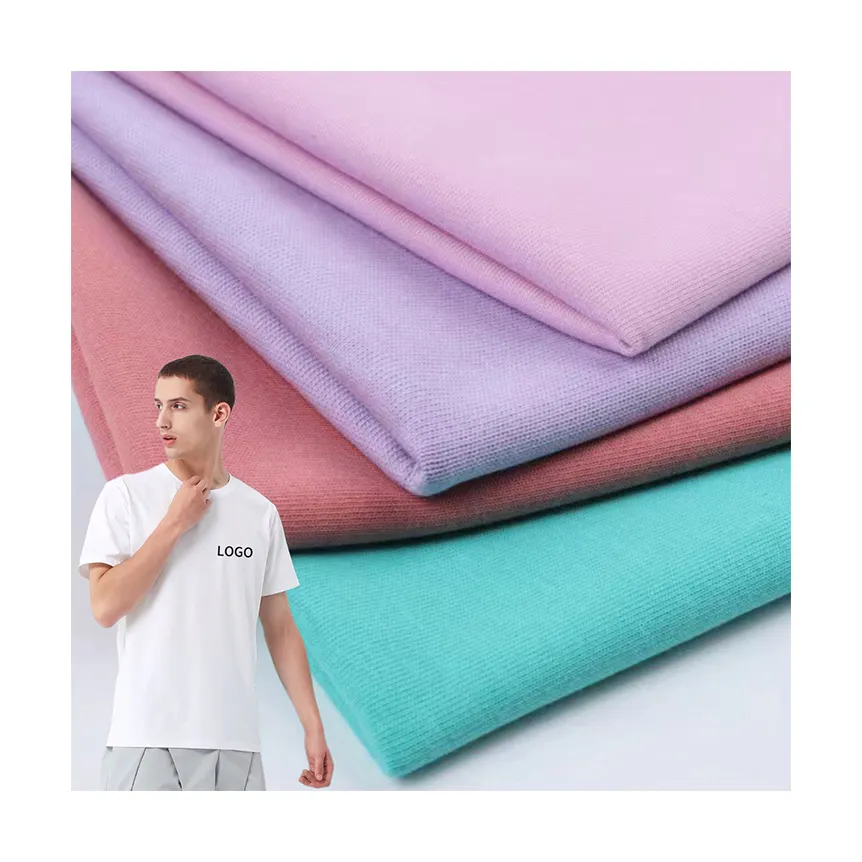 Boran Têxtil Algodão Jersey Tecidos Corante Liso Respirável 100% Algodão T Camisa Jersey Malha Único Jersey Tecido