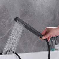 Contemporatry salle de bain baignoire robinet pont monté mat noir baignoire douche robinet ensemble 3 trous laiton cascade robinet de baignoire