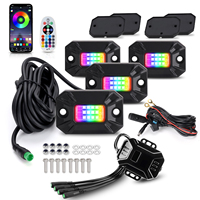 Kit de 4 luces LED RGB para roca, con carcasa de aluminio, luces para bajos de coche y cavidades de rueda, para camiones 4x4, todoterreno, ATV, UTV, SUV