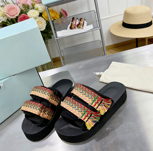 Sandales et pantoufles en tissu jacquard de luxe, pantoufles d'été classiques très vendues, haute qualité, vente en gros et personnalisation disponibles - Product Image 3