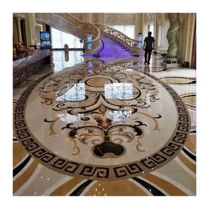 Luxury Natural Stone Hotel Lobby waterjet marble medallion floor design