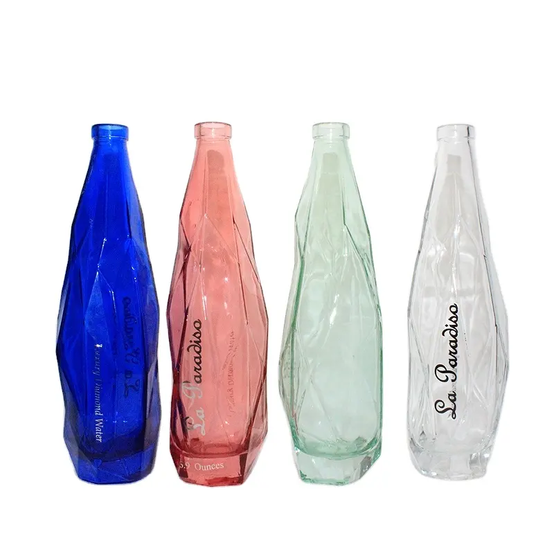 Customized Diamond Shape 500ml Liquor Bottle Beverage Juice Soda Glass Bottle