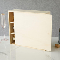 Paulownia-Holz 3-Flaschen Wein- und Champagner-Geschenkbox mit Verpackungsstrohhalmen Festliche Partygeschenke Weinbox mit Schiebedeckel