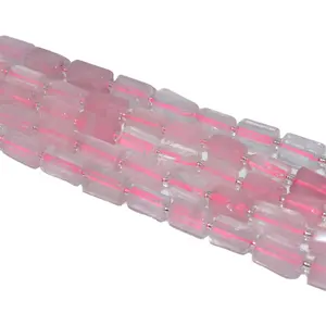 Trade Insurance 7*11mm High Quality Natural Tube Malaysia Rose Quartz Loose Beads