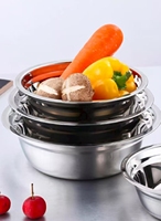 Bol Rond en Acier Inoxydable 304 de Qualité Alimentaire, Poli, Écologique, Compatible Lave-Vaisselle, Design Classique, Bassine de Mélange pour Cuisine et Camping