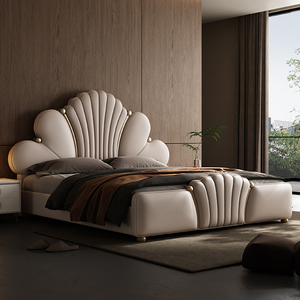 <span class=keywords><strong>Letto</strong></span> di Lusso in Pelle di Vacchetta Moderna Francese, Strato Superiore in Morbida Pelle a Petalo per Camera da <span class=keywords><strong>Letto</strong></span> Principale, Struttura in Legno a Forma di <span class=keywords><strong>Cuore</strong></span> - Product Image 5