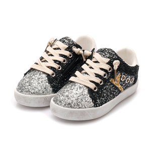 Zapatillas de lona con lentejuelas para niños, de piel auténtica, con cremallera pequeña y diseño de estrella, para primavera, para niños y niñas, estilo desgastado. - Product Image 6