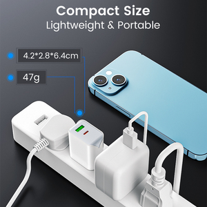 Chargeur mural rapide double port <span class=keywords><strong>USB</strong></span>-A et <span class=keywords><strong>USB</strong></span>-<span class=keywords><strong>C</strong></span> <span class=keywords><strong>20W</strong></span> TKT avec OTP pour ordinateurs portables et téléphones mobiles – Adaptateur secteur PD en gros - Product Image 3
