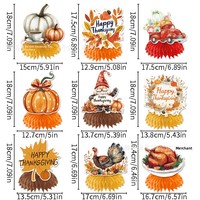 Ensemble d'accessoires de Thanksgiving Lin Xu Modèle A1399 – Étiquettes décoratives suspendues imprimées en forme de citrouille, feuille d'érable et dinde pour Thanksgiving
