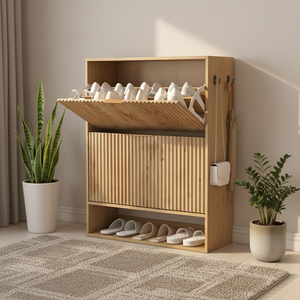 Mobile Moderno in Legno per <span class=keywords><strong>Scarpe</strong></span> con Ripiani Regolabili e Ganci Laterali per <span class=keywords><strong>Arredamento</strong></span> Soggiorno e Uso Domestico - Product Image 4