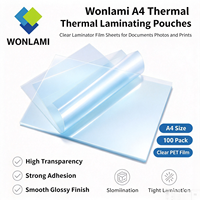 Feuilles de plastification thermique A4 Wonlami 50 microns 100 pièces Film de plastification transparent pour documents et photos