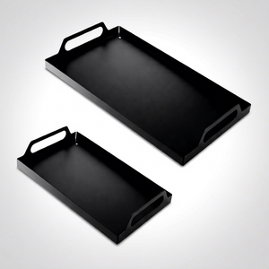 Juego de bandejas de servir de hierro de alta calidad, bandejas rectangulares de metal para exhibir alimentos con un elegante diseño de asa. - Product Image 1