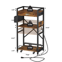 Support d'imprimante métallique à 3 niveaux avec tiroir de rangement, grande table d'impression haute, prise de courant latérale, étagère réglable, chariot de support portable