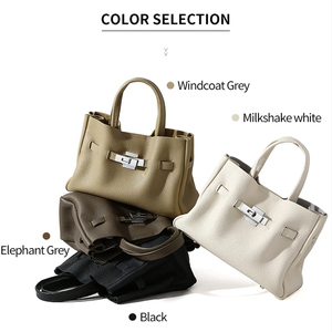 Mayorista Cuero Genuino Top Asa Bolso Mujer Clásico Lock Satchel Mano Trabajo Oficina Hombro Tote Logo Personalizado OEM - Product Image 2