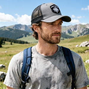 Custom Trucker Hat with Compass Embroidery Adjustable Mesh Back Baseball <b>Cap</b> for Outdoor <b>Hiking</b> Surfing - Product Image 6
