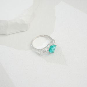 s925 Silver Paraiba Green Garnet Ring Shining Gift for <b>Girlfriend</b> Anniversary Design Ring L - Product Image 3